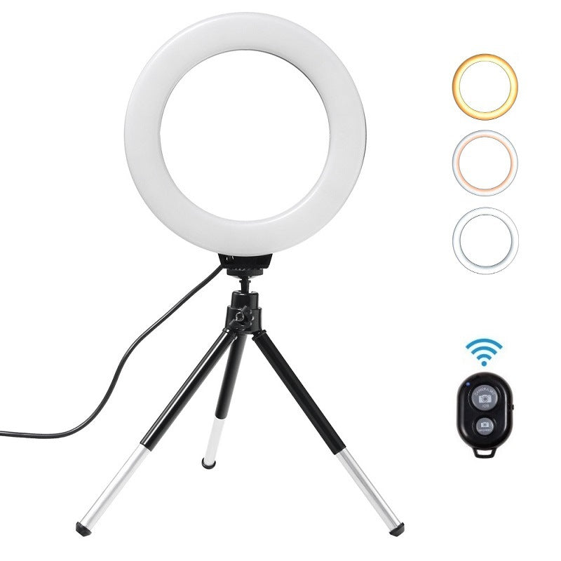 Mini LED Ring Light with Tripod & Phone Holder – 6.3" Selfie Light with Bluetooth Remote