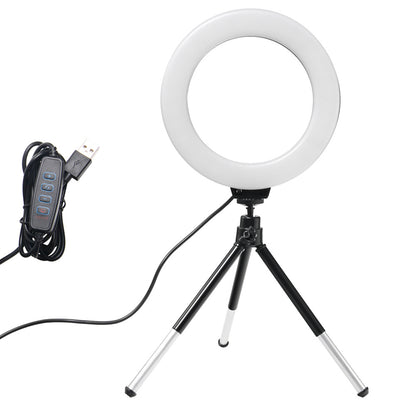 Mini LED Ring Light with Tripod & Phone Holder – 6.3" Selfie Light with Bluetooth Remote