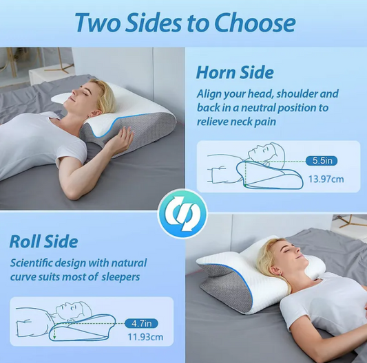 Contour Memory Foam Neck Pillow - Ergonomic Cervical Support for Side & Back Sleepers