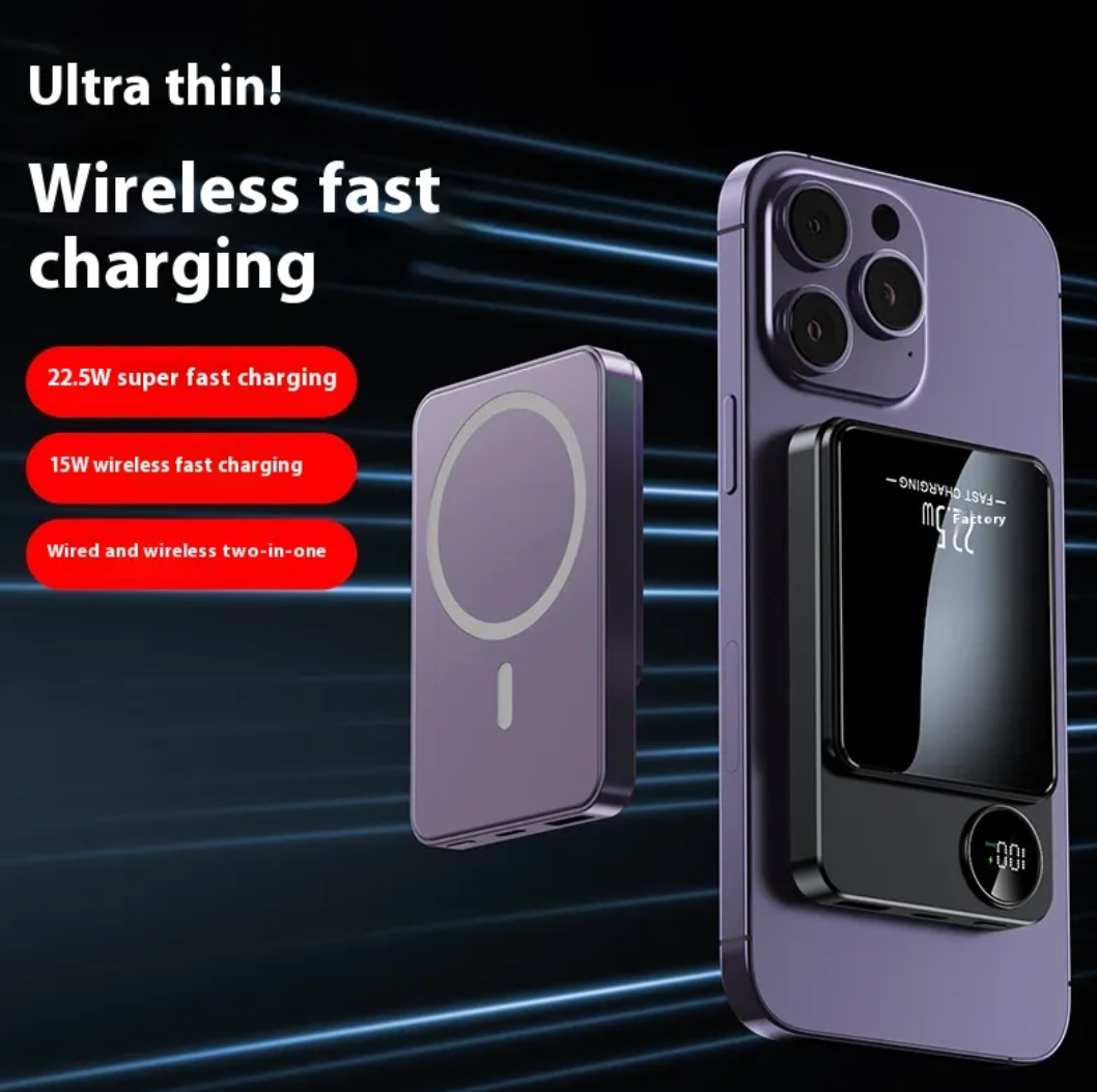 Ultra-Slim Magnetic Wireless Power Bank - Snap-On Charger for iPhone